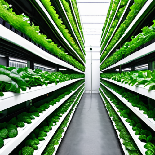Home 15 **Vertical Farm in Rotterdam:** A futuristic vertical farm in Rotterdam, Netherlands, showcasing rows of leafy greens and herbs growing in a controlled, indoor environment. Capture the innovative technology and sustainable urban farming concept.
